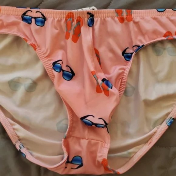 Swim Briefs Pink w/Sunglasses and Sandals by JJ MALIBU - Picture 1 of 2